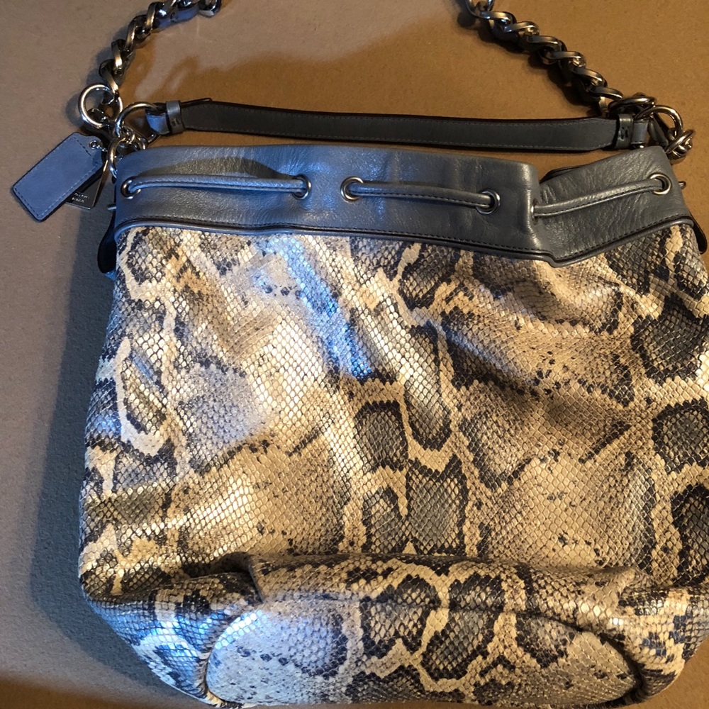 Coach Madison Python Marielle Leather Shoulder Bag - Picture 5 of 8